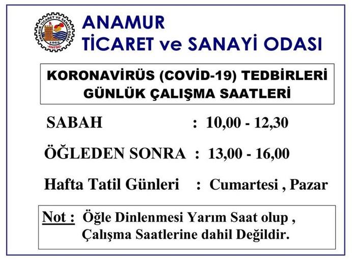 ANAMUR TİCARET VE SANAYİ ODASINDAN DUYURULUR