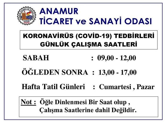 ANAMUR TİCARET VE SANAYİ ODASINDAN DUYURULUR