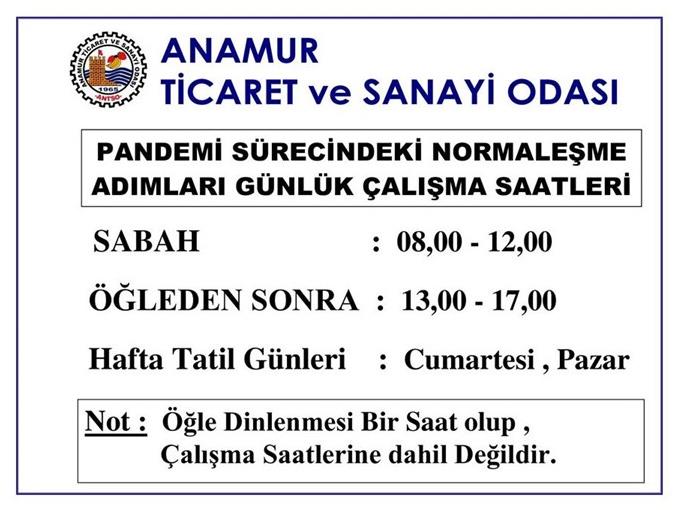 ANAMUR TİCARET VE SANAYİ ODASINDAN DUYURULUR