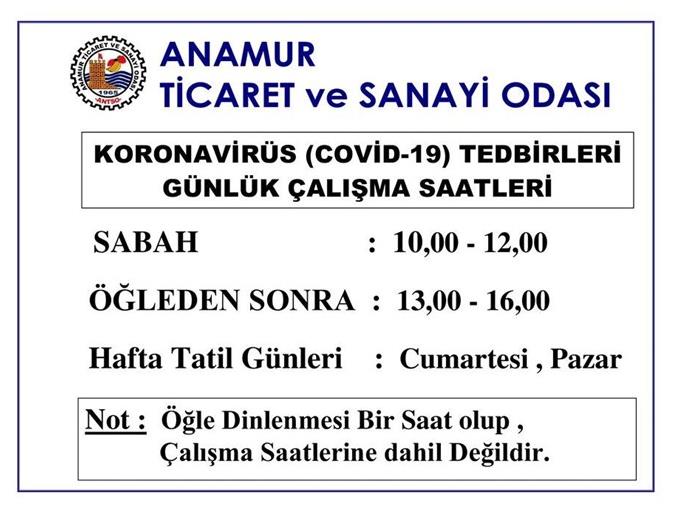 ANAMUR TİCARET VE SANAYİ ODASINDAN DUYURULUR