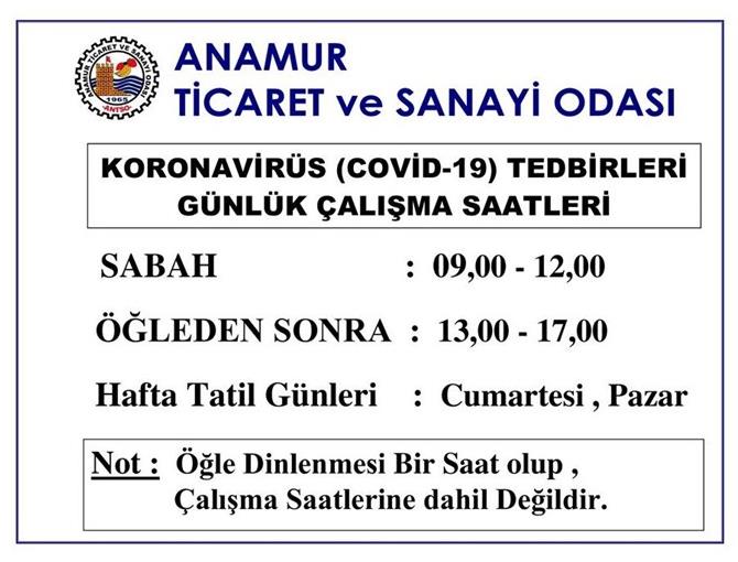 ANAMUR TİCARET VE SANAYİ ODASINDAN DUYURULUR                             